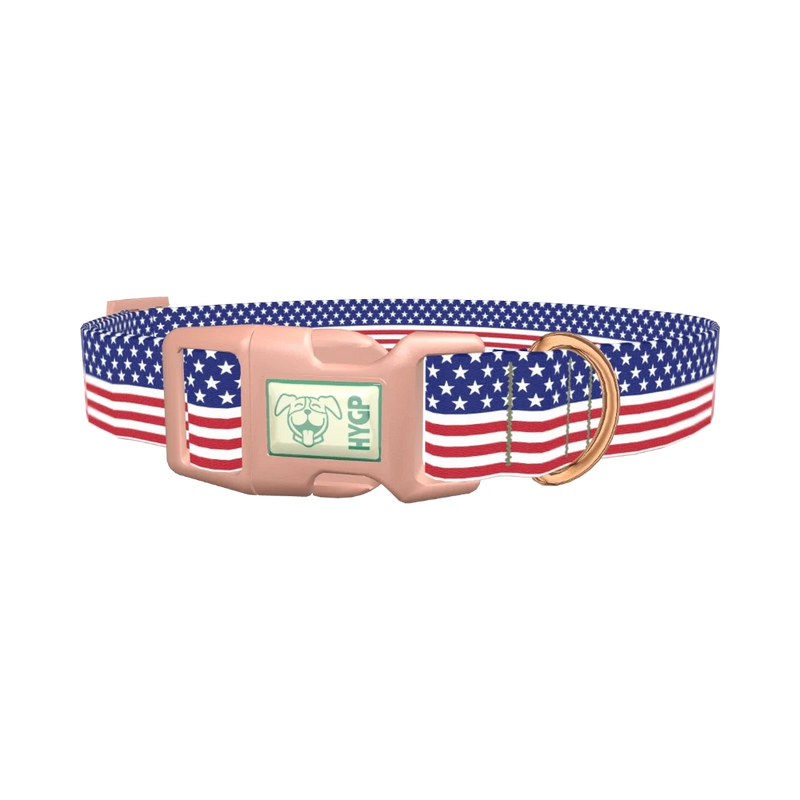 Patriotic Stars Dog Collar - plastic rose gold