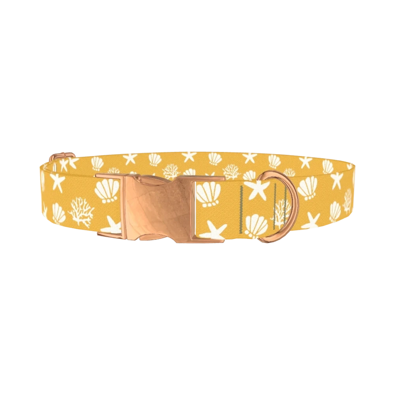 Beach Seashell Dog Collar - metal rose gold
