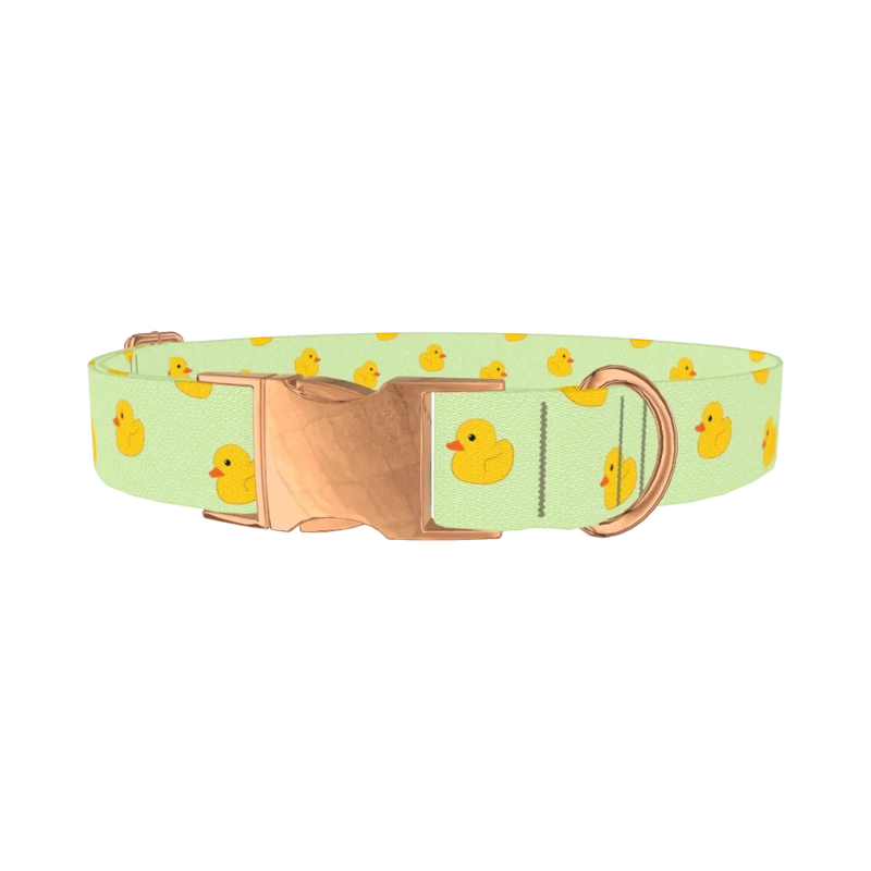 Rubber Duckies Dog Collar - metal rose gold