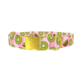 Pink Kiwi Pattern Dog Collar - metal gold
