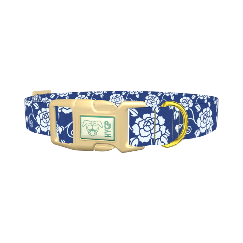 Floral Pattern Dog Collar - plastic gold