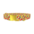 Red Yellow Tulip Pattern Dog Collar - metal gold