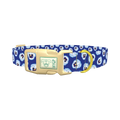 Blue Pansy Floral Dog Collar - plastic gold