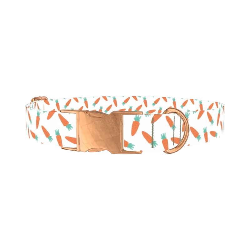 Carrot Pattern Dog Collar - metal rose gold