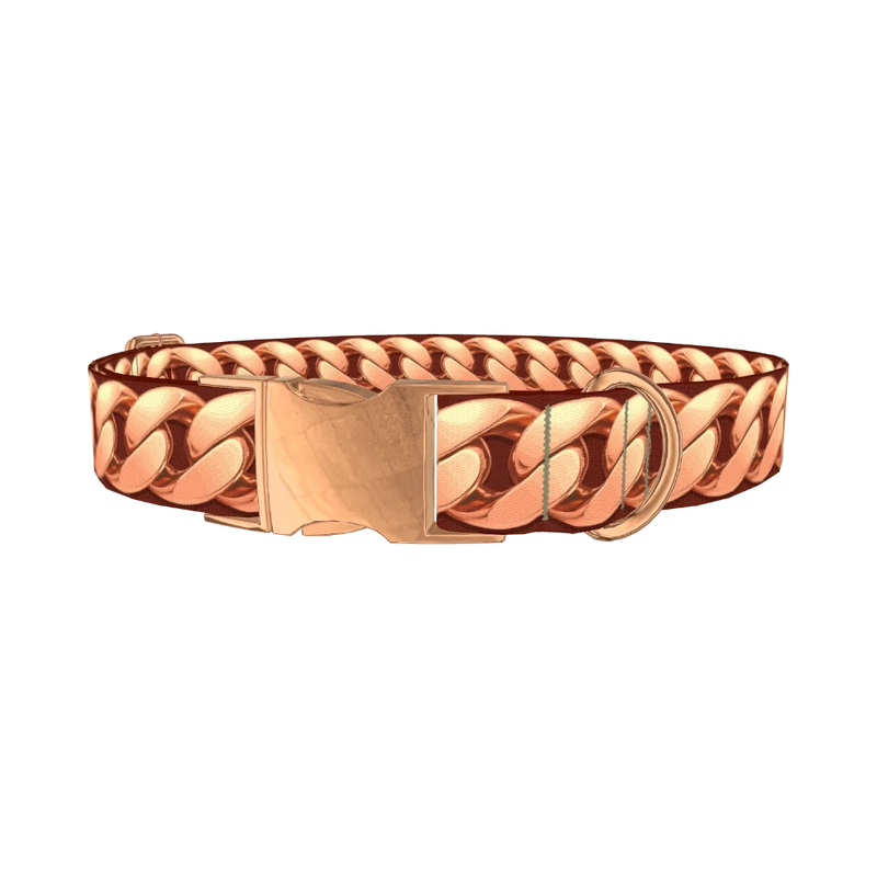 Rose Gold Chain Dog Collar - metal rose gold