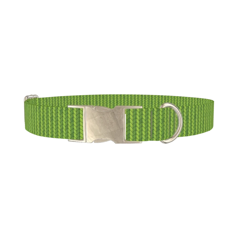 Geometric Knit Pattern Dog Collar - metal silver