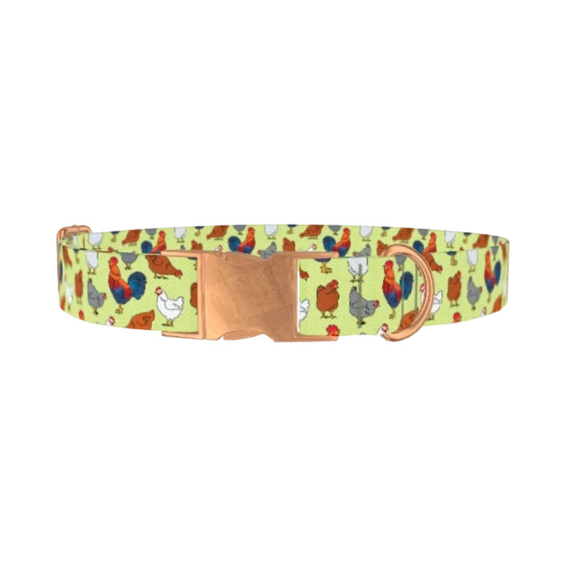 Chicken Rooster Dog Collar - metal rose gold