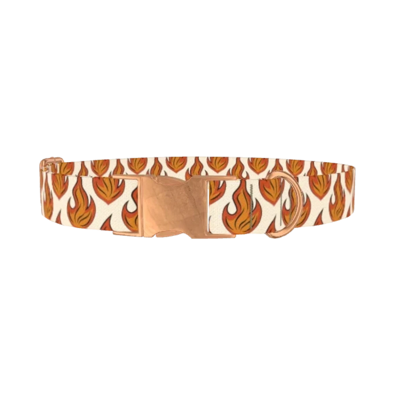Blazing Flame Dog Collar - metal rose gold