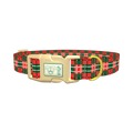 Festive Green Red Plaid Dog Collar - plastic gold