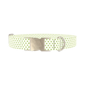 Green Polka Dot Dog Collar - metal silver