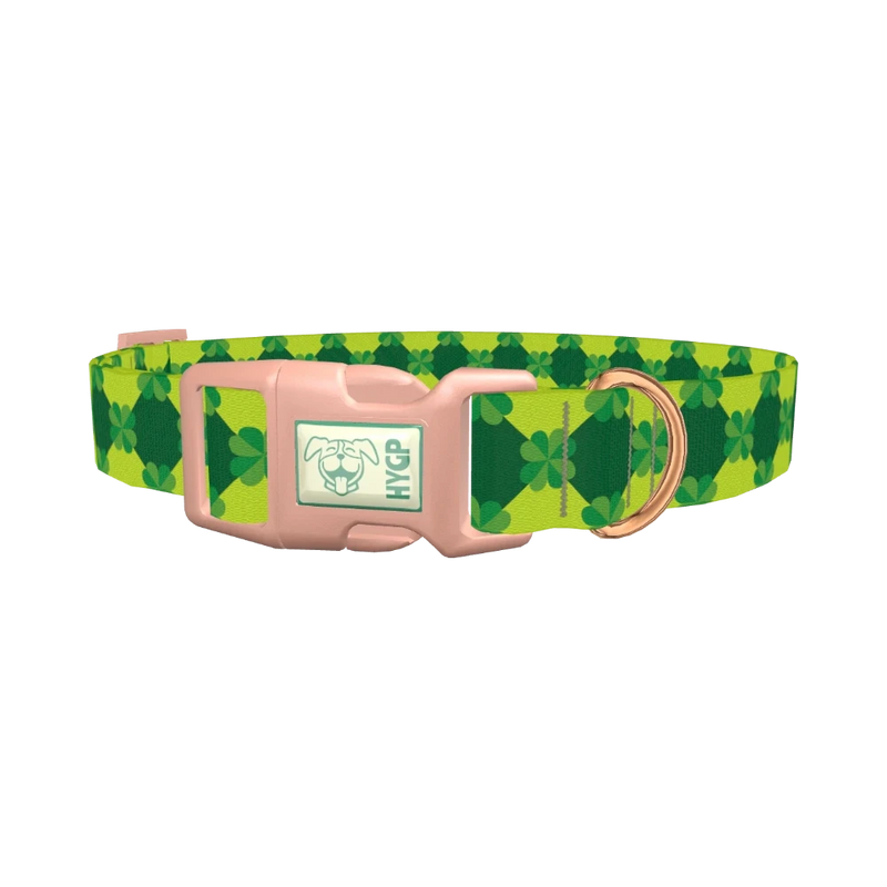Geometric Clover Pattern Dog Collar - plastic rose gold