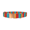 Red Turquoise Stripe Dog Collar - metal rose gold