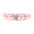 Pink Santa Pattern Dog Collar - metal silver