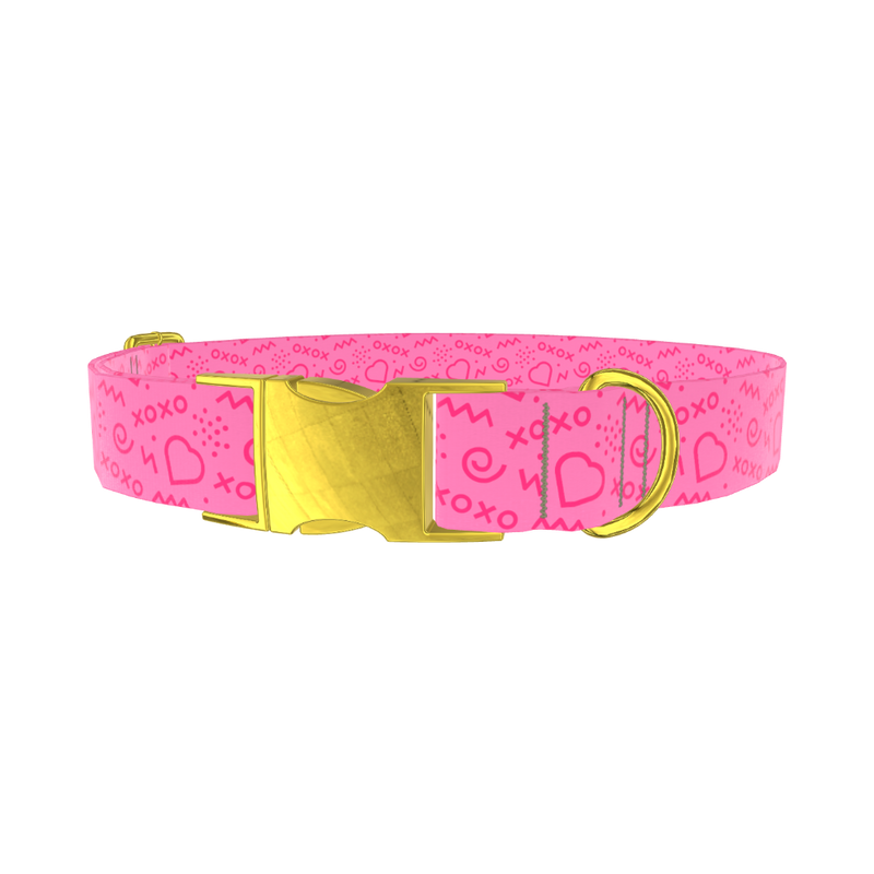 Geometric Valentine XO Dog Collar - metal rose gold