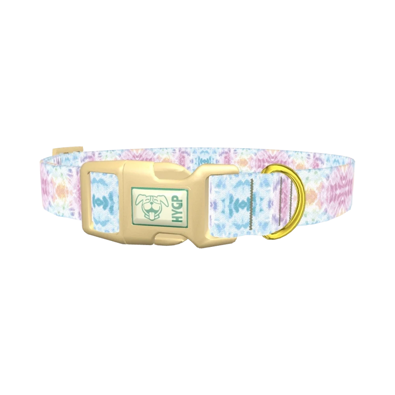 Pastel Tie-Dye Dog Collar - plastic gold