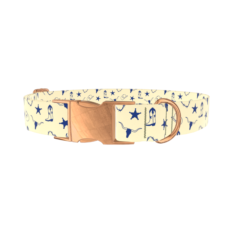 Cowboy Western Heart Dog Collar - metal silver