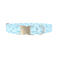 Blue Bow Pattern Dog Collar - metal silver