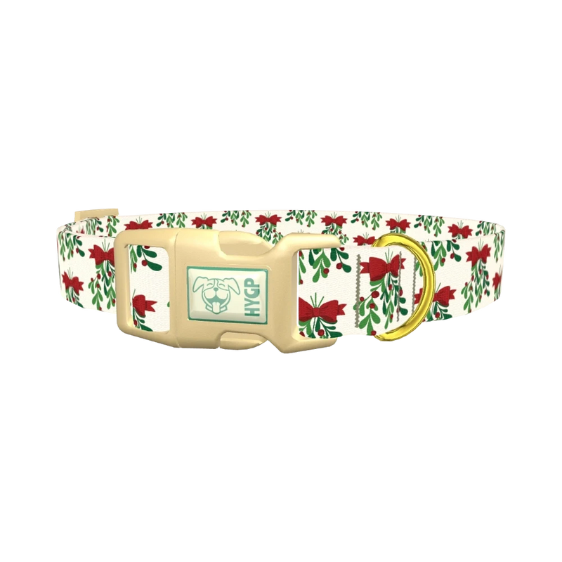 Christmas Mistletoe Dog Collar - plastic gold