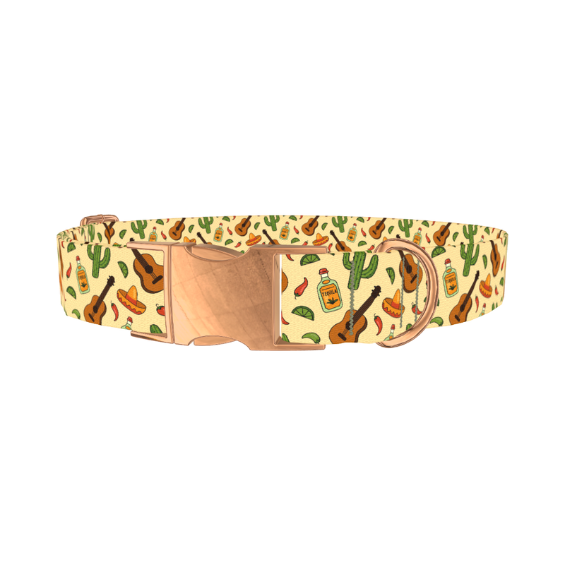 Mexican Fiesta Dog Collar - metal rose gold