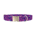 Purple Tie-Dye Dog Collar - metal silver