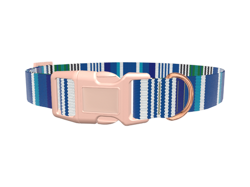 Blue Woven Stripe Dog Collar