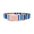 Blue Woven Stripe Dog Collar - plastic gold