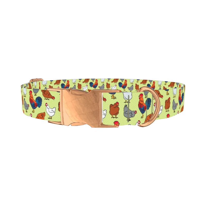 Chicken Rooster Dog Collar - metal rose gold