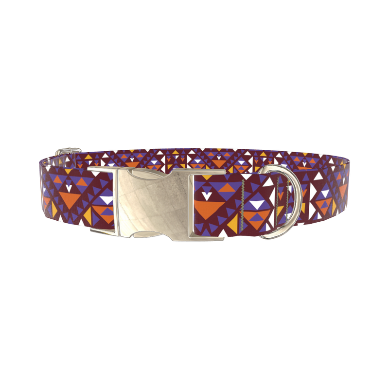 Tribal Triangle Pattern Dog Collar - metal gold