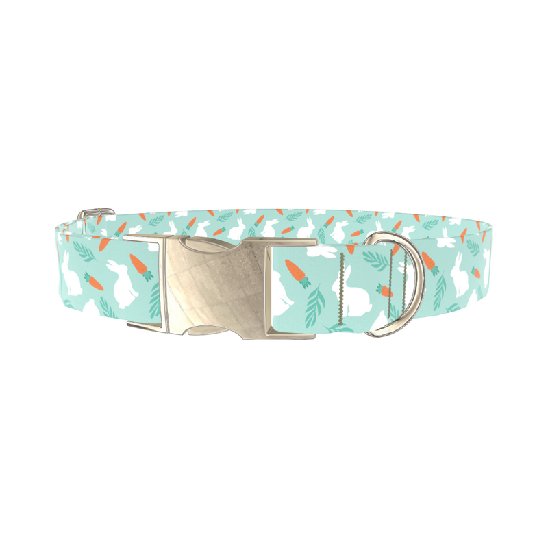 Carrot Bunny Dog Collar - metal silver