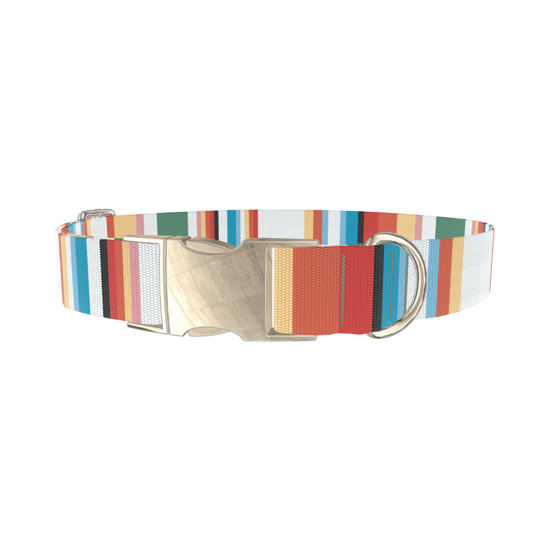 Multicolor Hexagon Stripe Dog Collar - metal gold