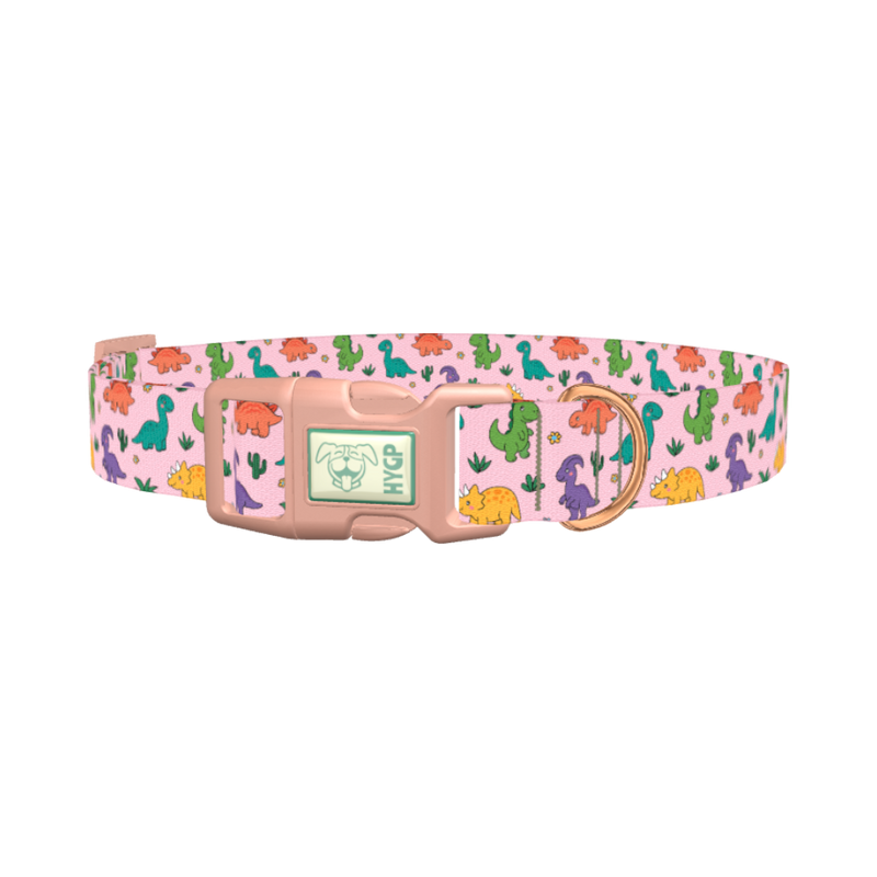 Dinosaur Mix Dog Collar - plastic rose gold