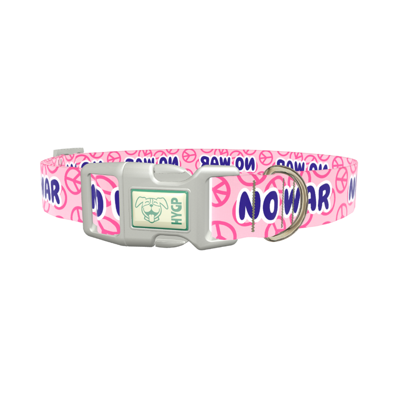Peace Symbol Pink Dog Collar - plastic rose gold