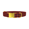 Christmas Plaid Dog Collar - metal gold