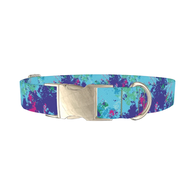 Abstract Paint Dog Collar - metal silver