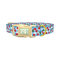 Gingham Cherry Dog Collar - plastic gold