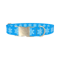 Blue Snowflake Pattern Dog Collar - metal silver