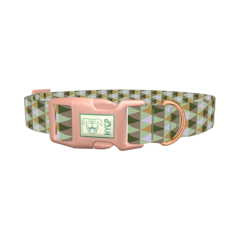 Geometric Rhombus Pattern Dog Collar - plastic rose gold