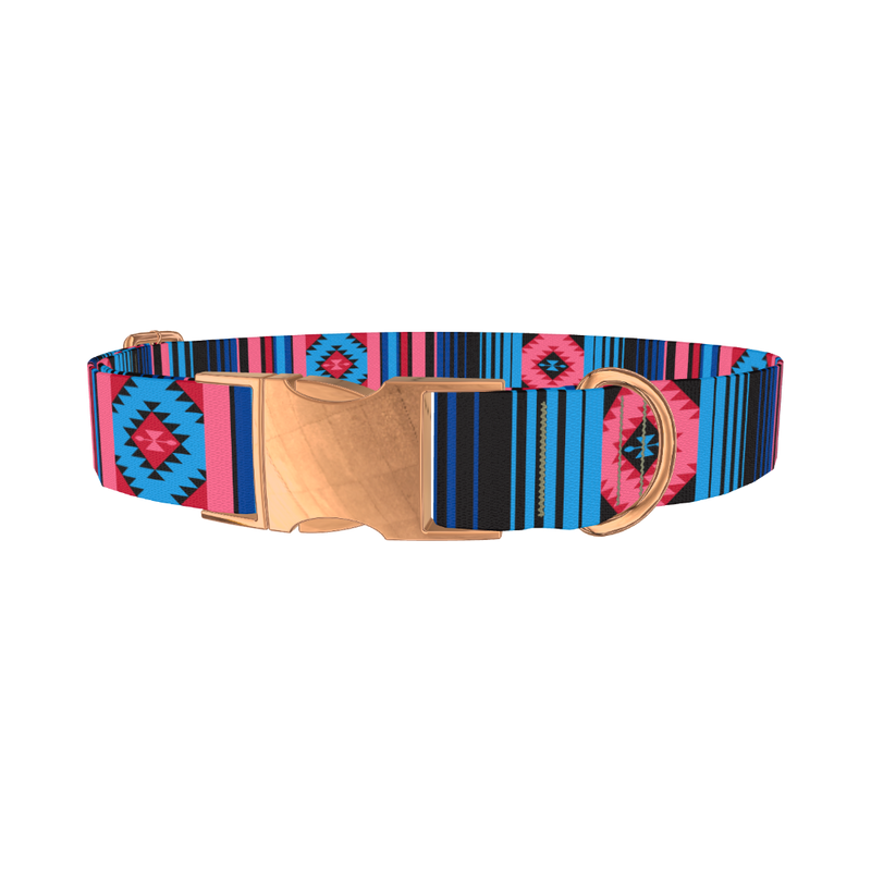 Geometric Star Stripe Dog Collar - metal rose gold