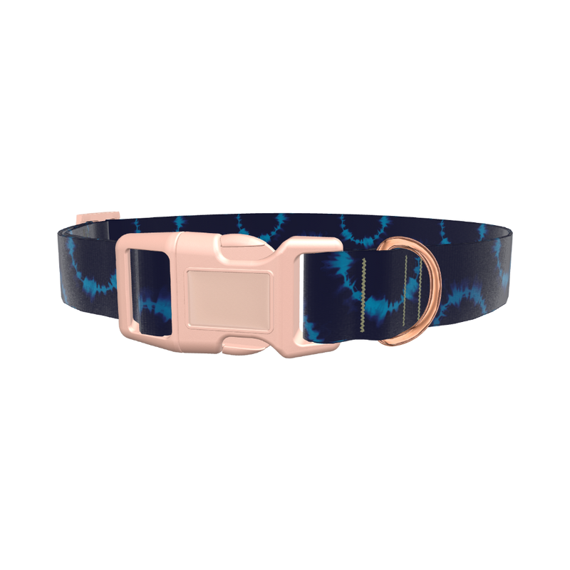 Tie Dye Circle Dog Collar - plastic gold