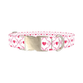 Pink Bow Heart Dog Collar - metal silver