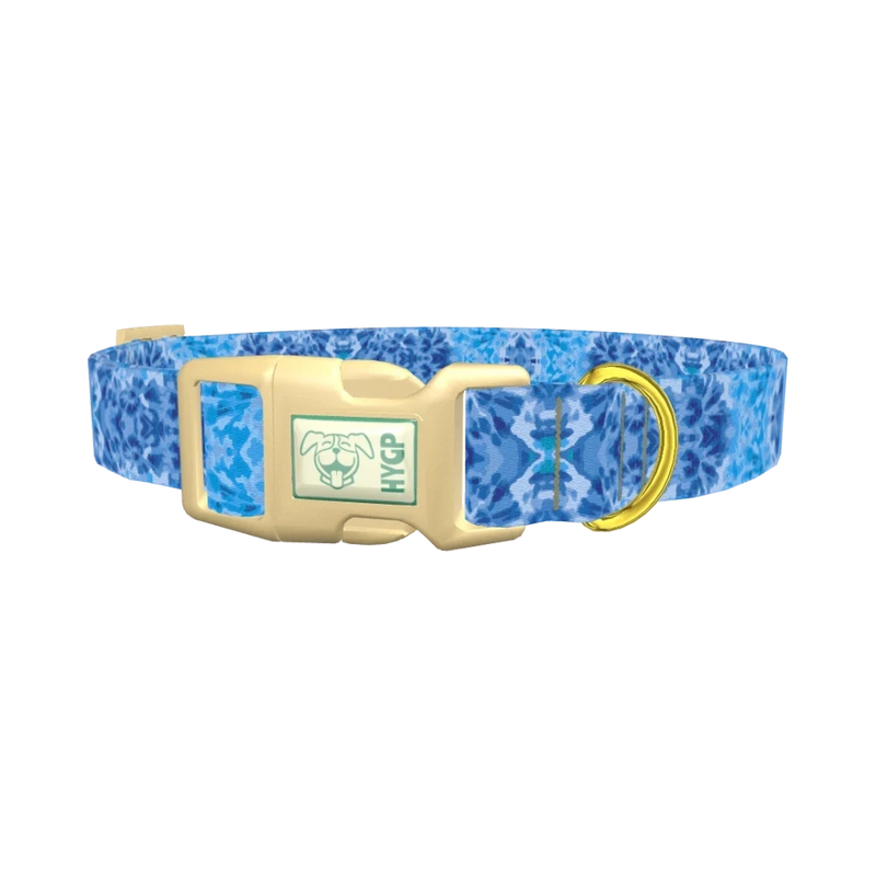 Blue Tie-Dye Swirl Dog Collar - plastic gold