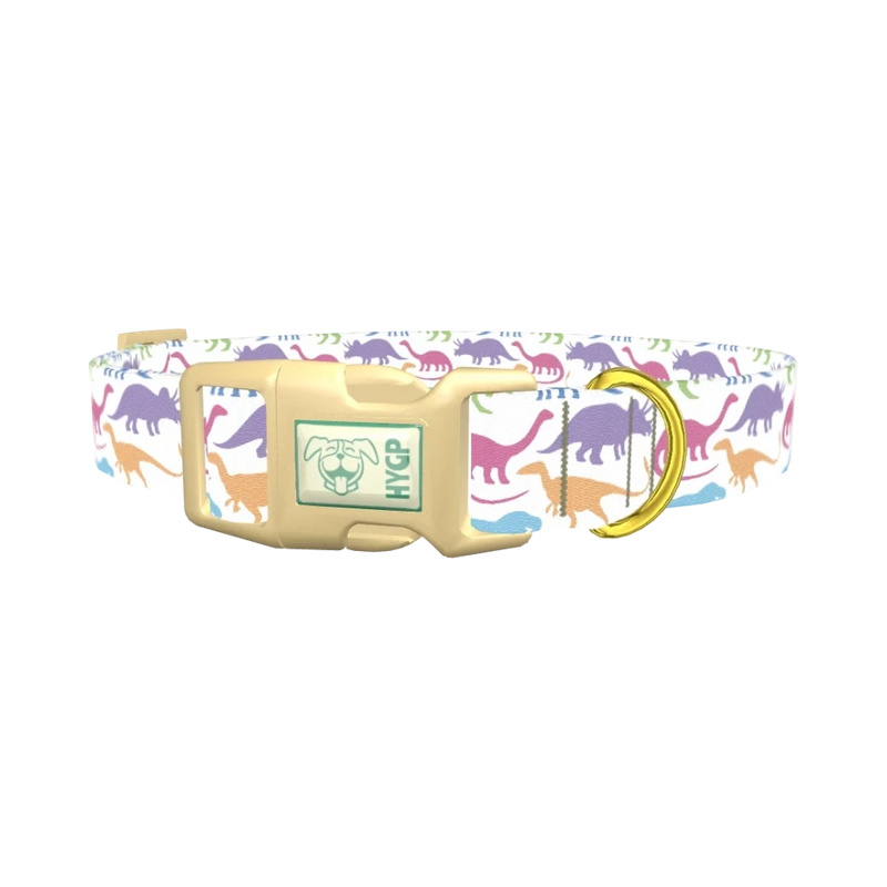 Colorful Dinosaur Dog Collar - plastic gold