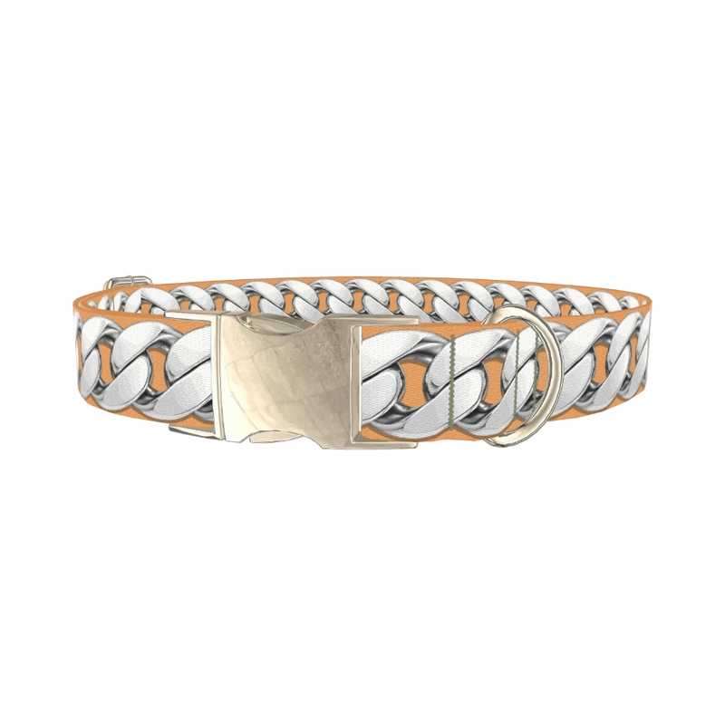 Silver Chain Link Dog Collar - metal silver