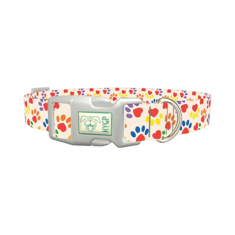 Heart Paw Dog Collar - plastic silver