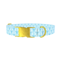 Blue Ribbon Bow Dog Collar - metal gold
