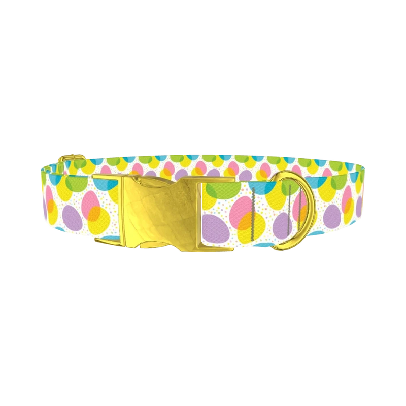 Colorful Easter Egg Pattern Dog Collar - metal gold