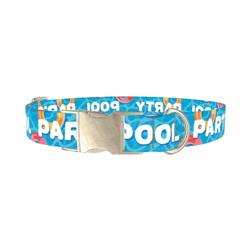 Pool Party Dog Collar - metal silver