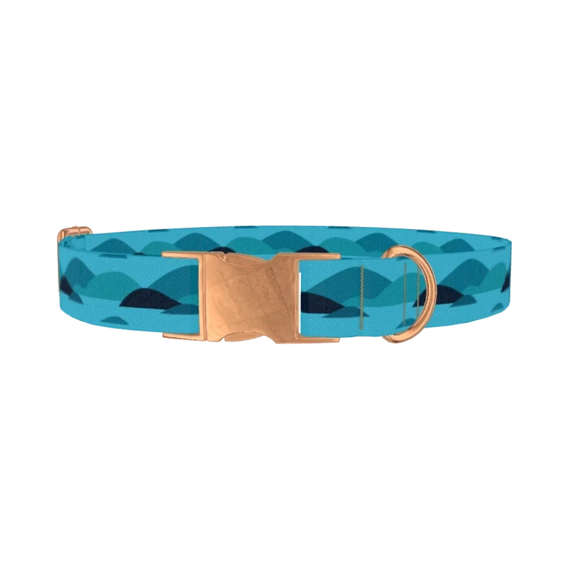 Abstract Landscape Dog Collar - metal rose gold