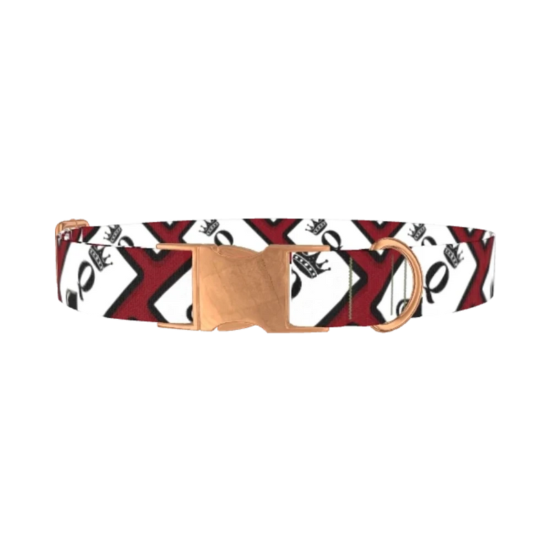 Red Playing Card Dog Collar - metal rose gold