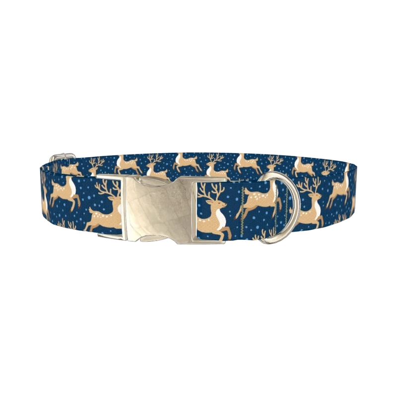 Christmas Reindeer Dog Collar - metal silver